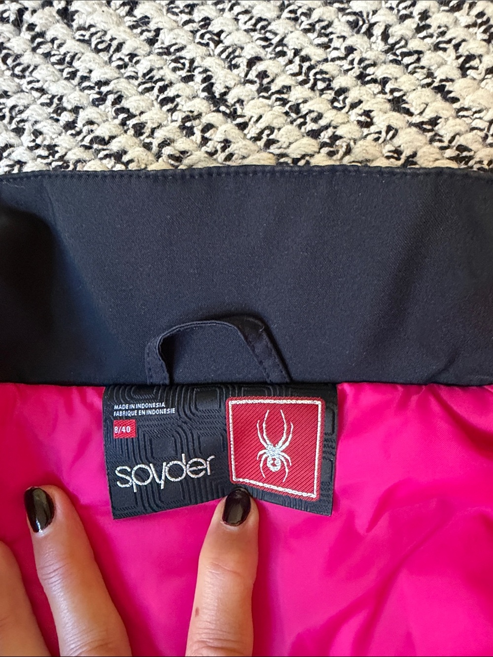 Spyder Black Ski Jacket with Pink Accents - Picture 2 of 9